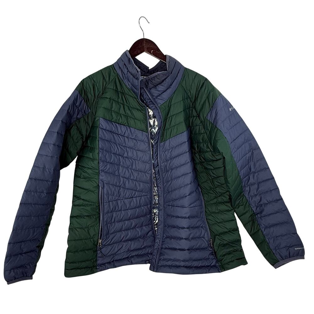 Columbia Omni Heat Puffer Jacket Womens 1X Blue Green Plus Size